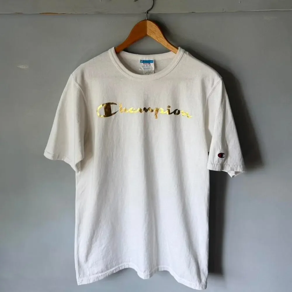 Champion white t-shirt with gold logo (M) - Picture 8 of 8